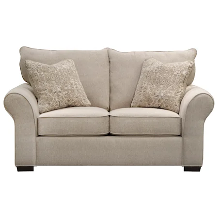 Transitional Loveseat with Sock Arms